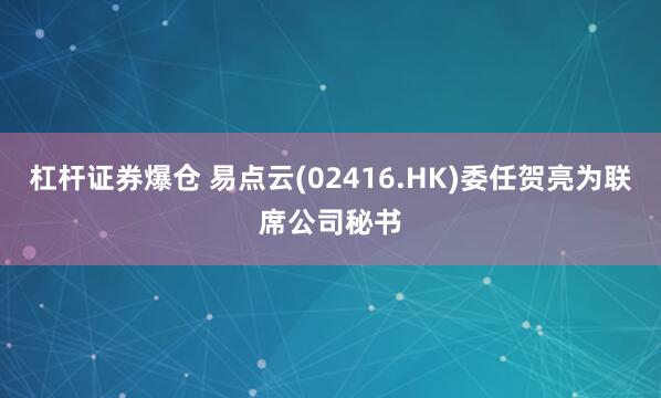 杠杆证券爆仓 易点云(02416.HK)委任贺亮为联席公司秘书