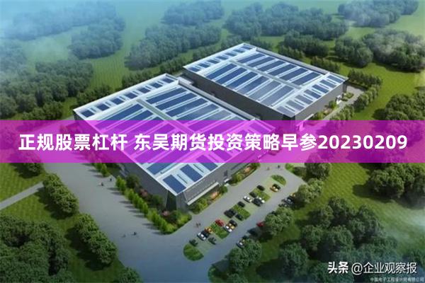 正规股票杠杆 东吴期货投资策略早参20230209